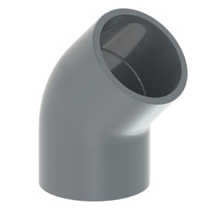 COUDE A COLLER PVC-U METRIQUE - FF - 45°