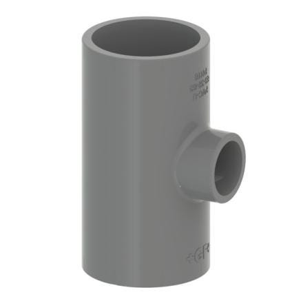 TE A COLLER PVC-U METRIQUE - FFF - 90° - Réduit